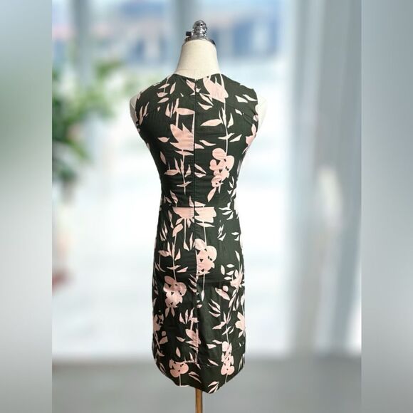 🔥 Marni Flounce Hem Floral Leaf Print Olive Green Dress Size 36 US size 0 - Picture 3 of 13